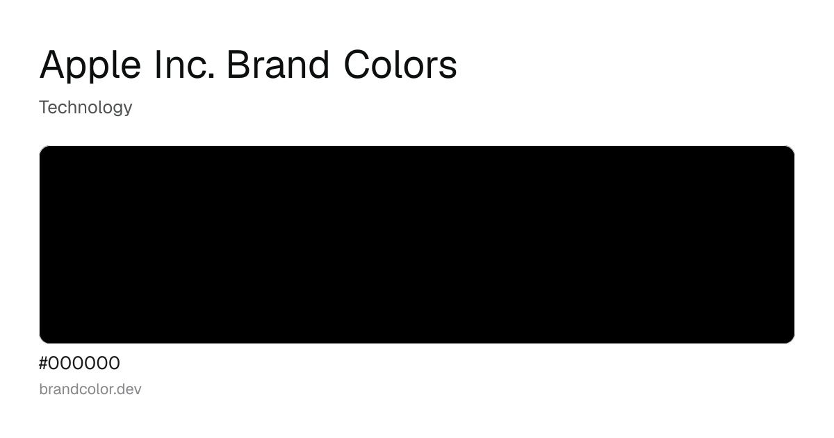 Apple Inc. brand color palette with hex codes: #000000