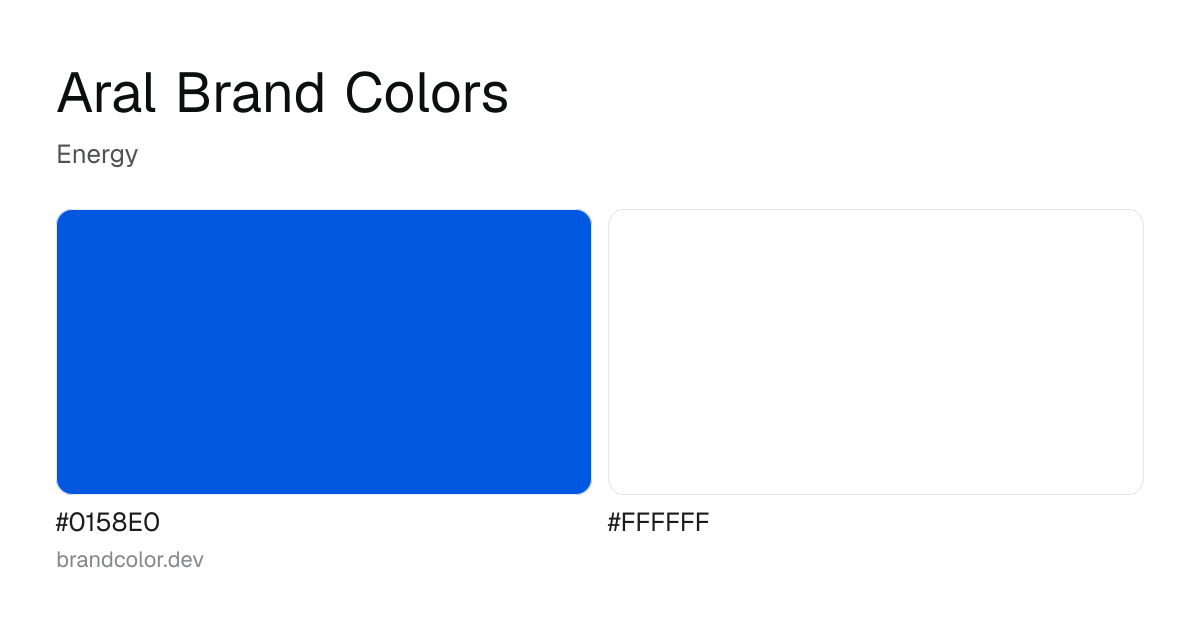 Aral brand color palette with hex codes: #0158E0, #FFFFFF