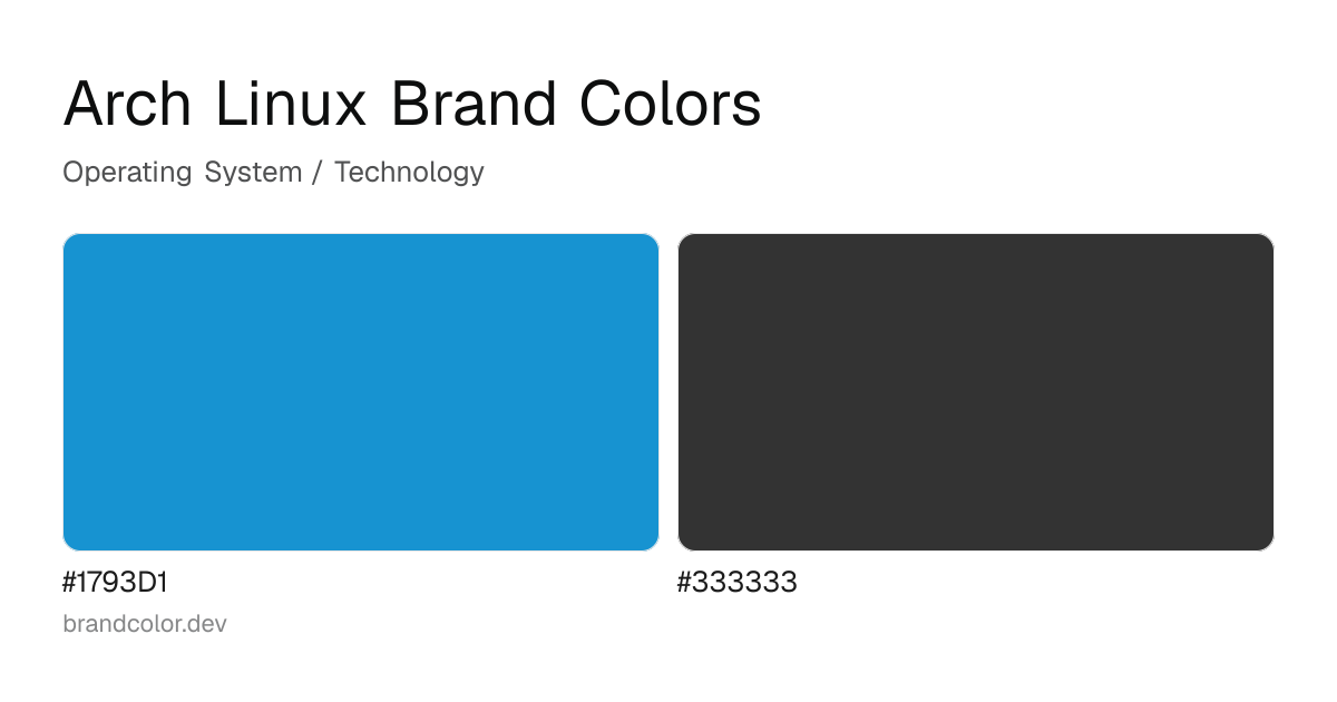 Arch Linux brand color palette with hex codes: #1793D1, #333333