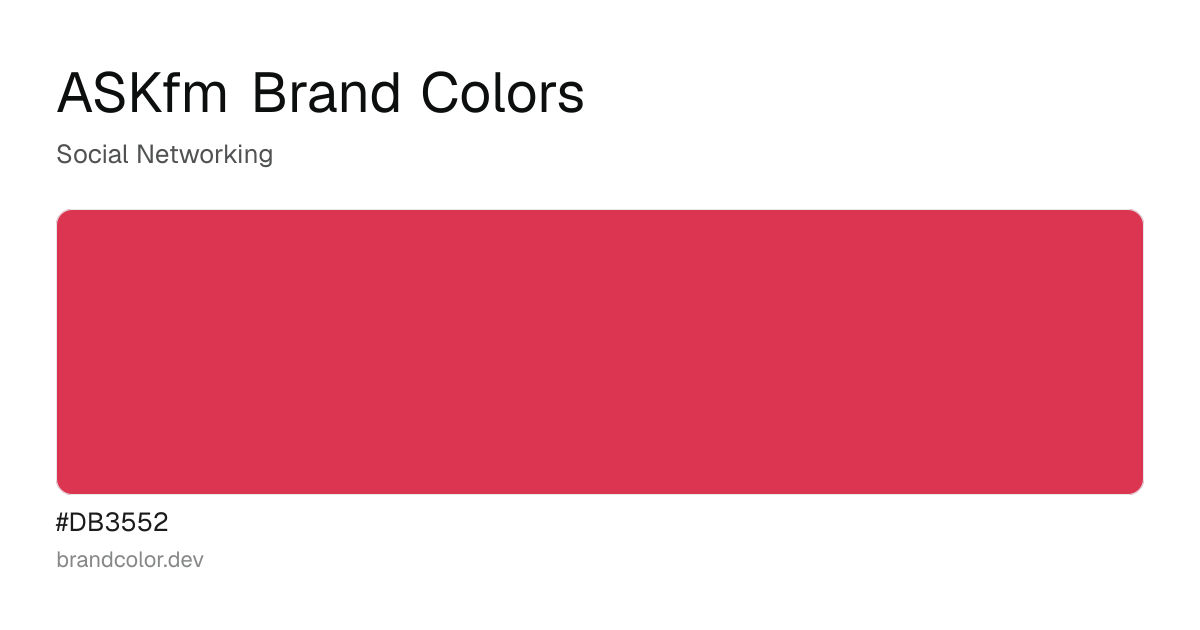 ASKfm brand color palette with hex codes: #DB3552