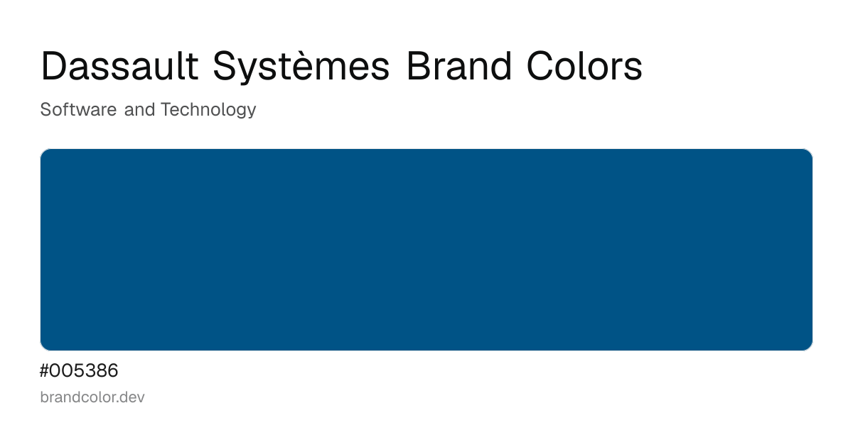 Dassault Systèmes brand color palette with hex codes: #005386