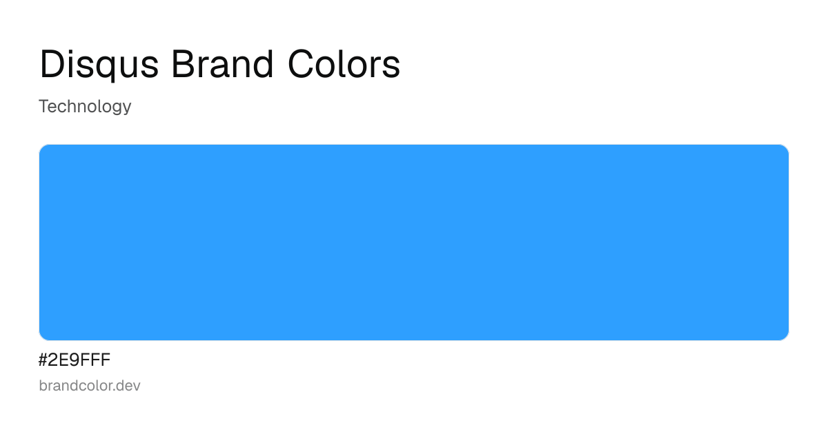 Disqus brand color palette with hex codes: #2E9FFF