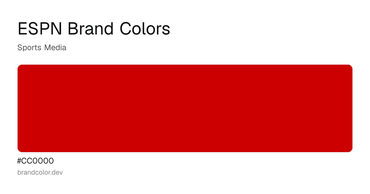 ESPN brand color palette with hex codes: #CC0000