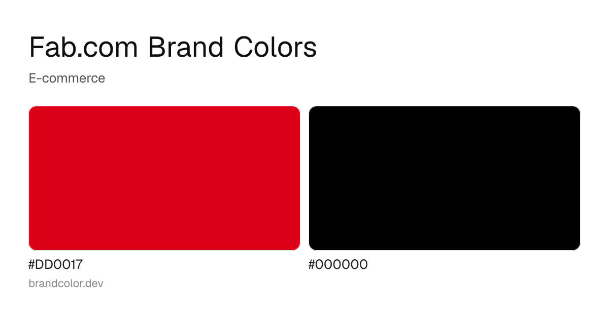Fab.com brand color palette with hex codes: #DD0017, #000000