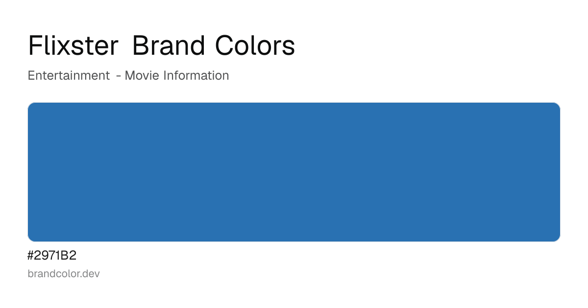 Flixster brand color palette with hex codes: #2971B2