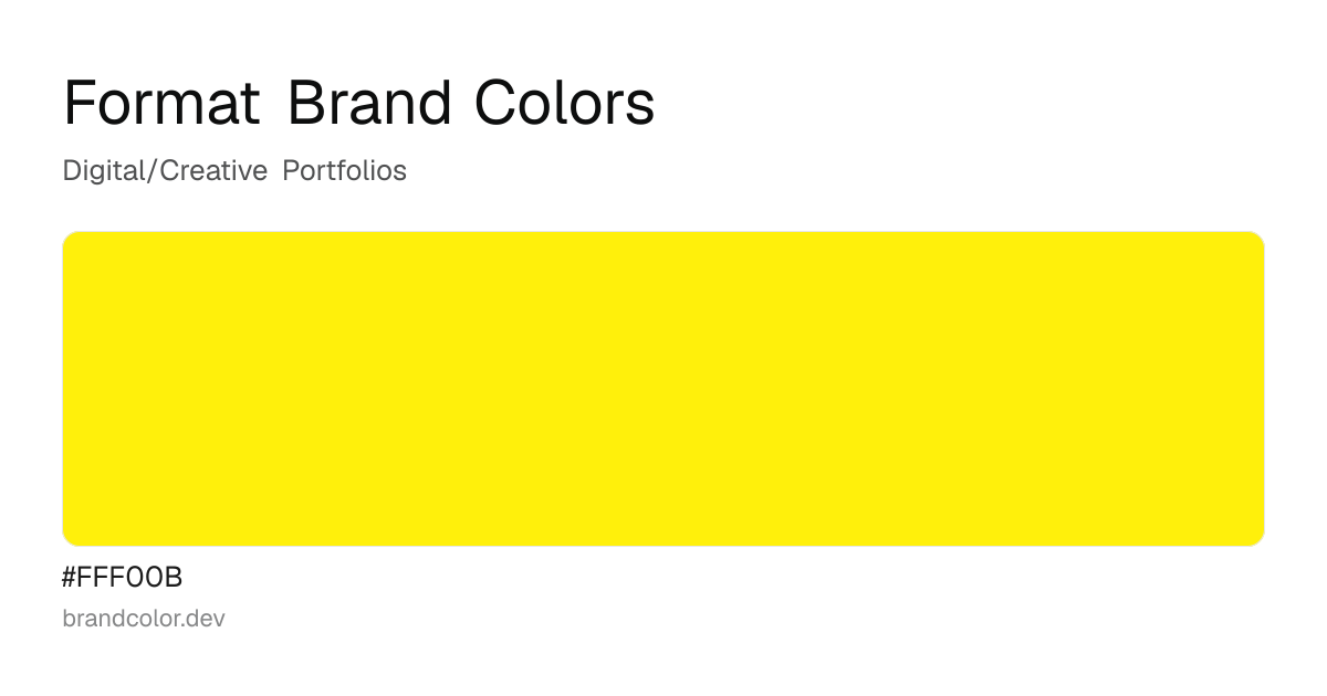 Format brand color palette with hex codes: #FFF00B