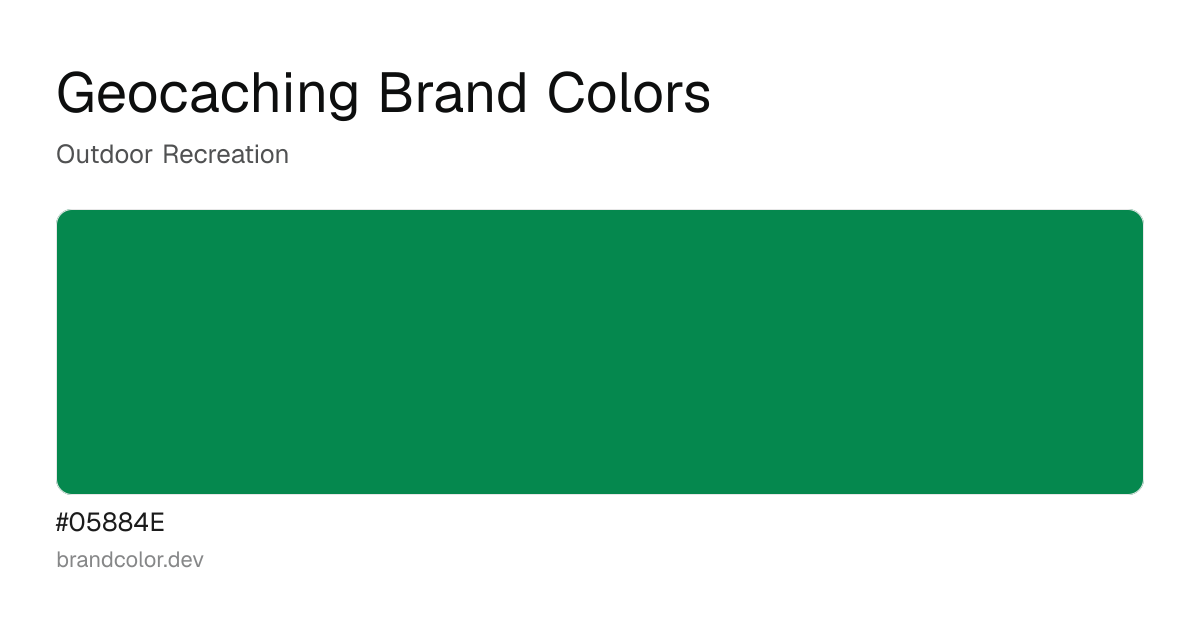 Geocaching brand color palette with hex codes: #05884E