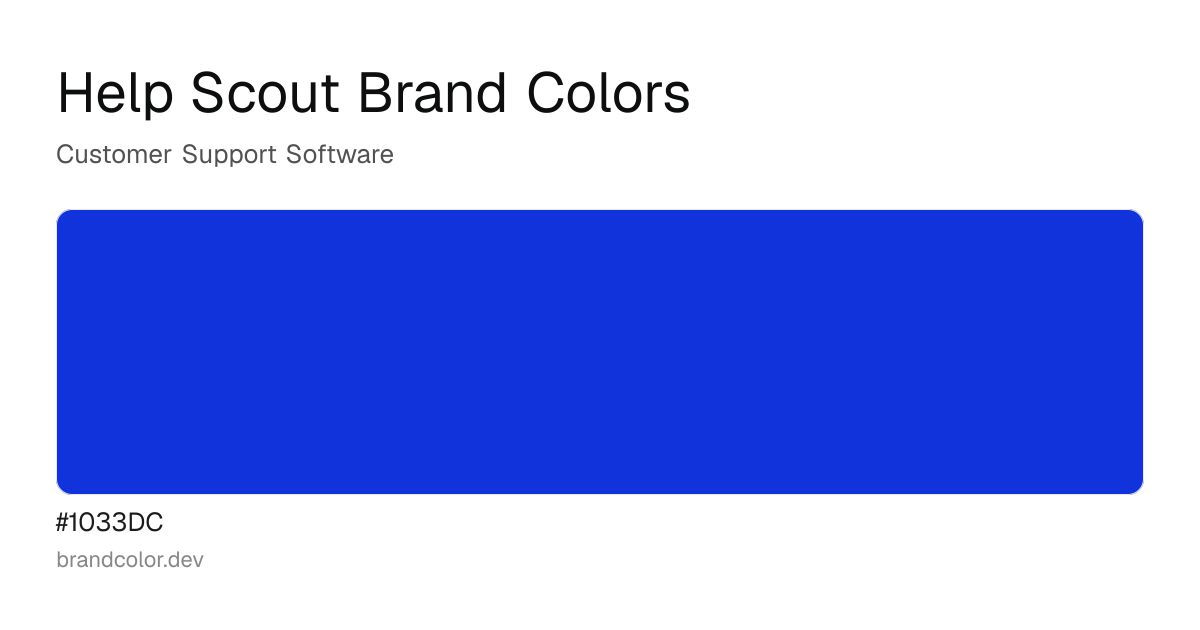 Help Scout brand color palette with hex codes: #1033DC