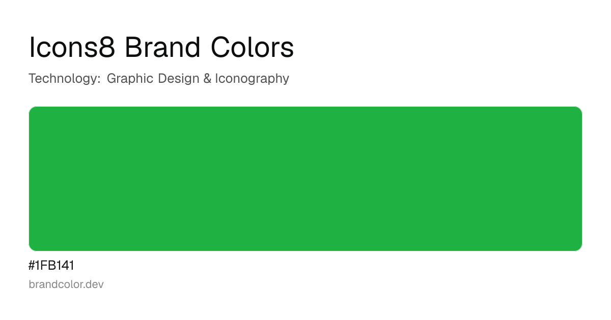 Icons8 brand color palette with hex codes: #1FB141