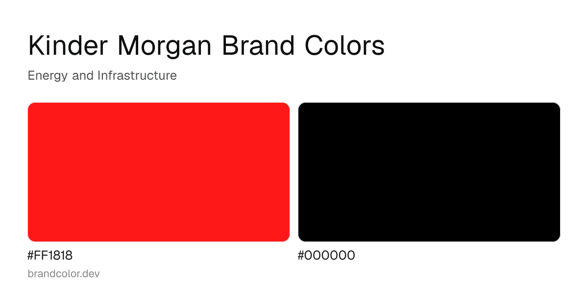 Kinder Morgan brand color palette with hex codes: #FF1818, #000000