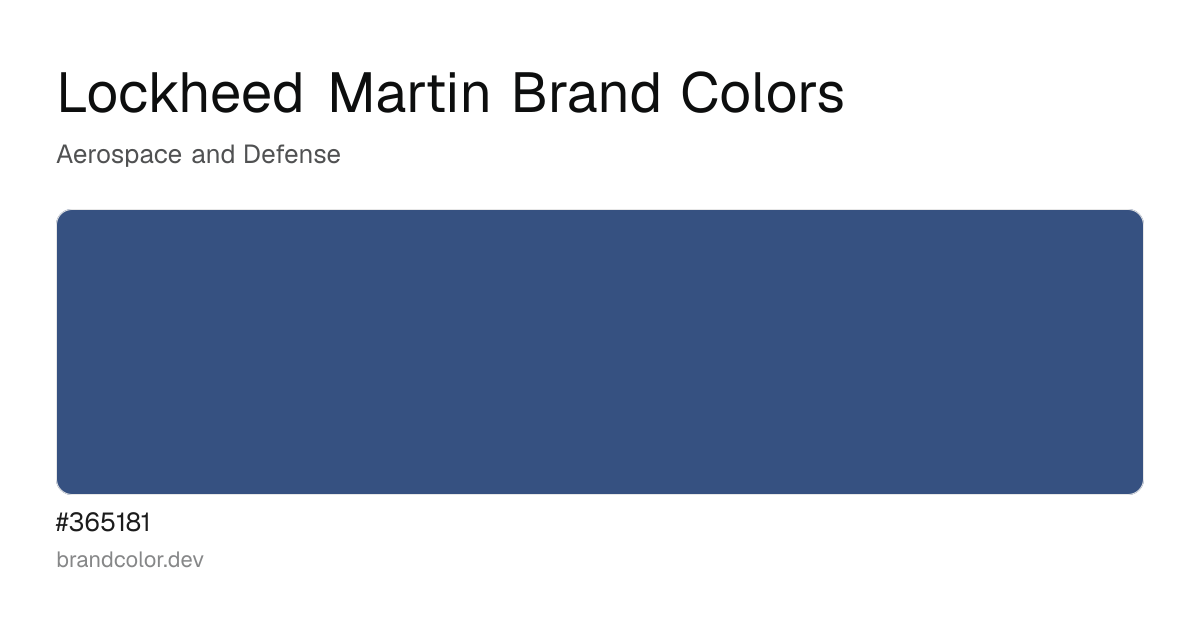 Lockheed Martin brand color palette with hex codes: #365181