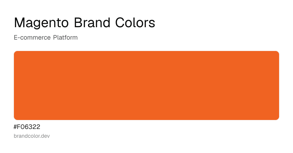 Magento brand color palette with hex codes: #F06322