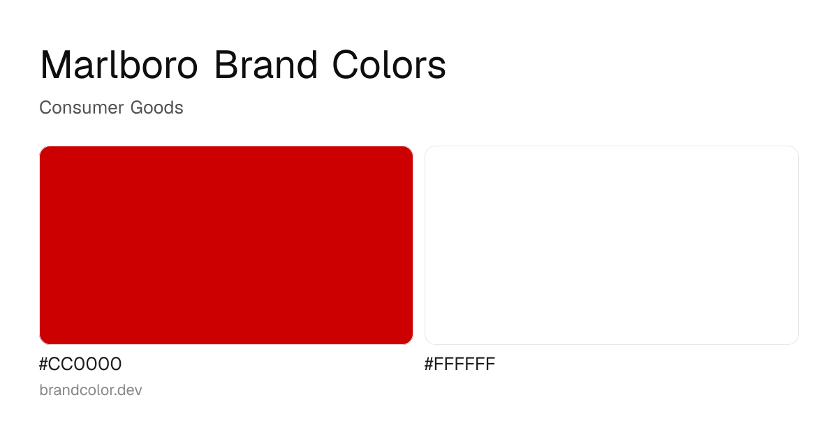 Marlboro brand color palette with hex codes: #CC0000, #FFFFFF