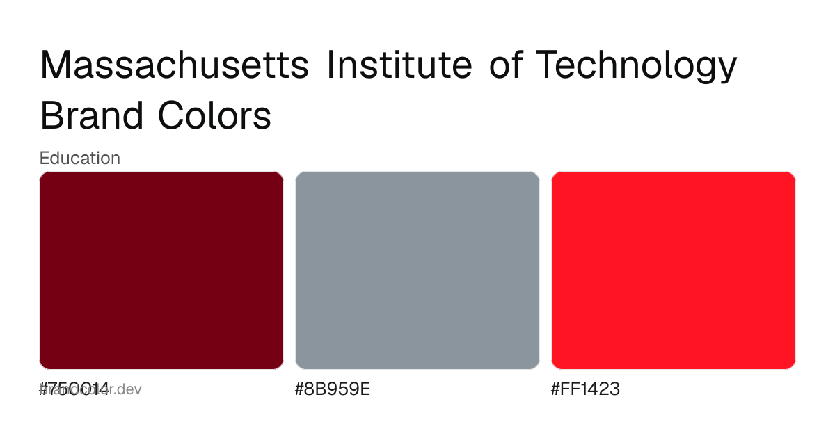 Massachusetts Institute of Technology brand color palette with hex codes: #750014, #8B959E, #FF1423