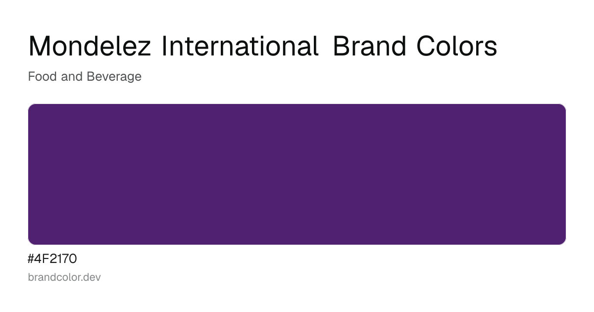 Mondelez International brand color palette with hex codes: #4F2170
