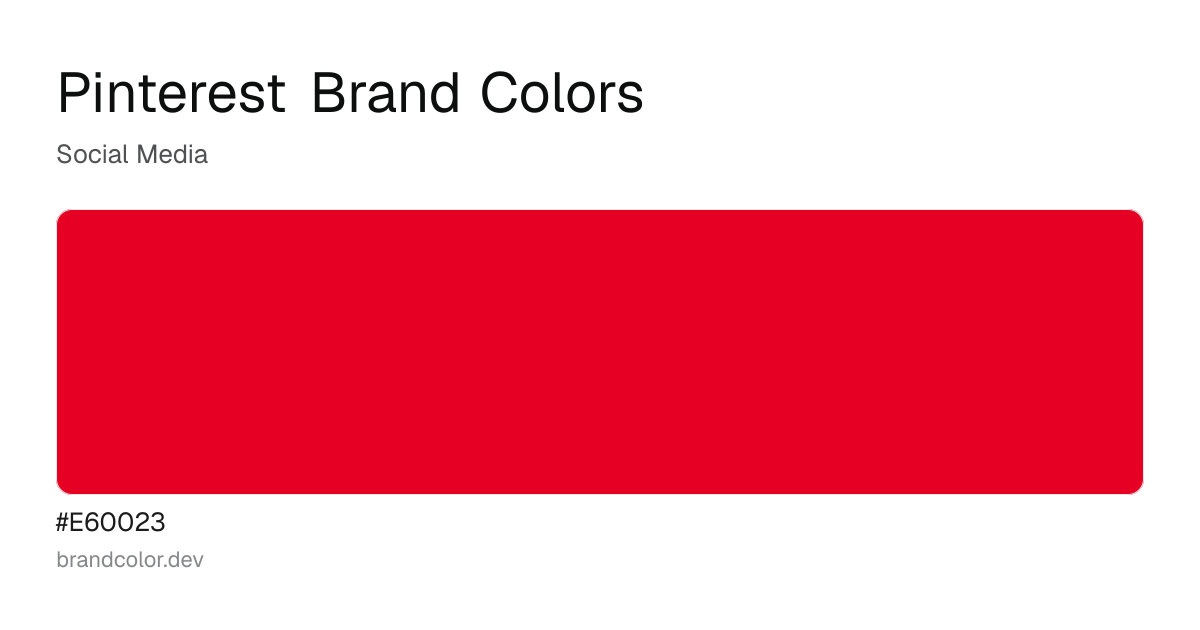 Pinterest brand color palette with hex codes: #E60023