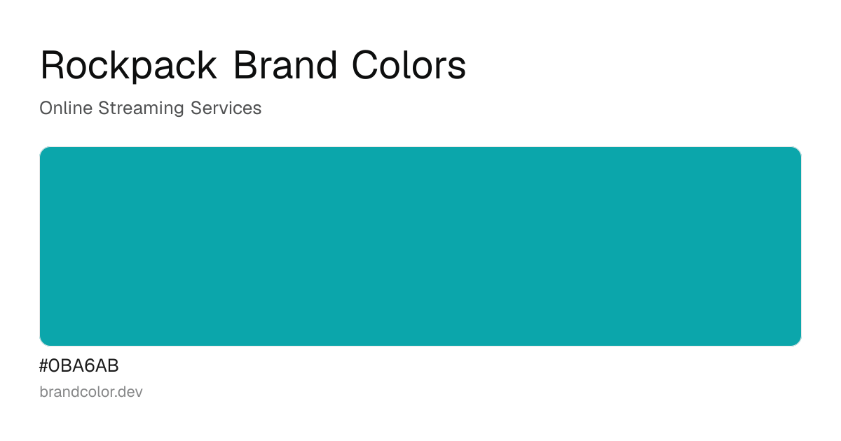 Rockpack brand color palette with hex codes: #0BA6AB