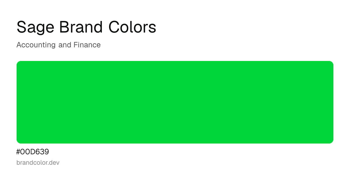 Sage brand color palette with hex codes: #00D639