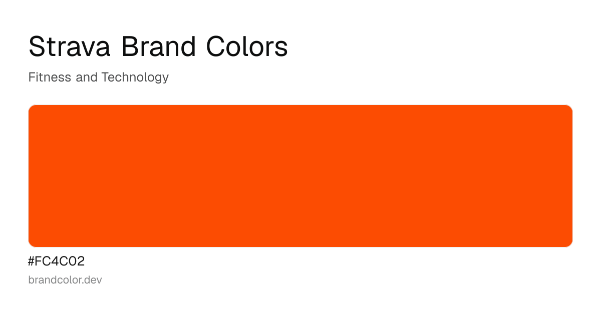Strava brand color palette with hex codes: #FC4C02
