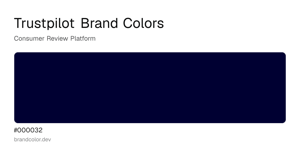 Trustpilot brand color palette with hex codes: #000032