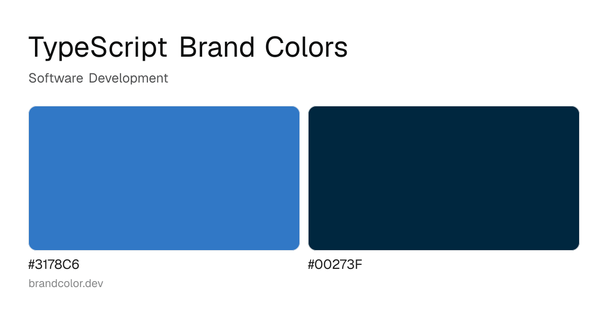 TypeScript brand color palette with hex codes: #3178C6, #00273F