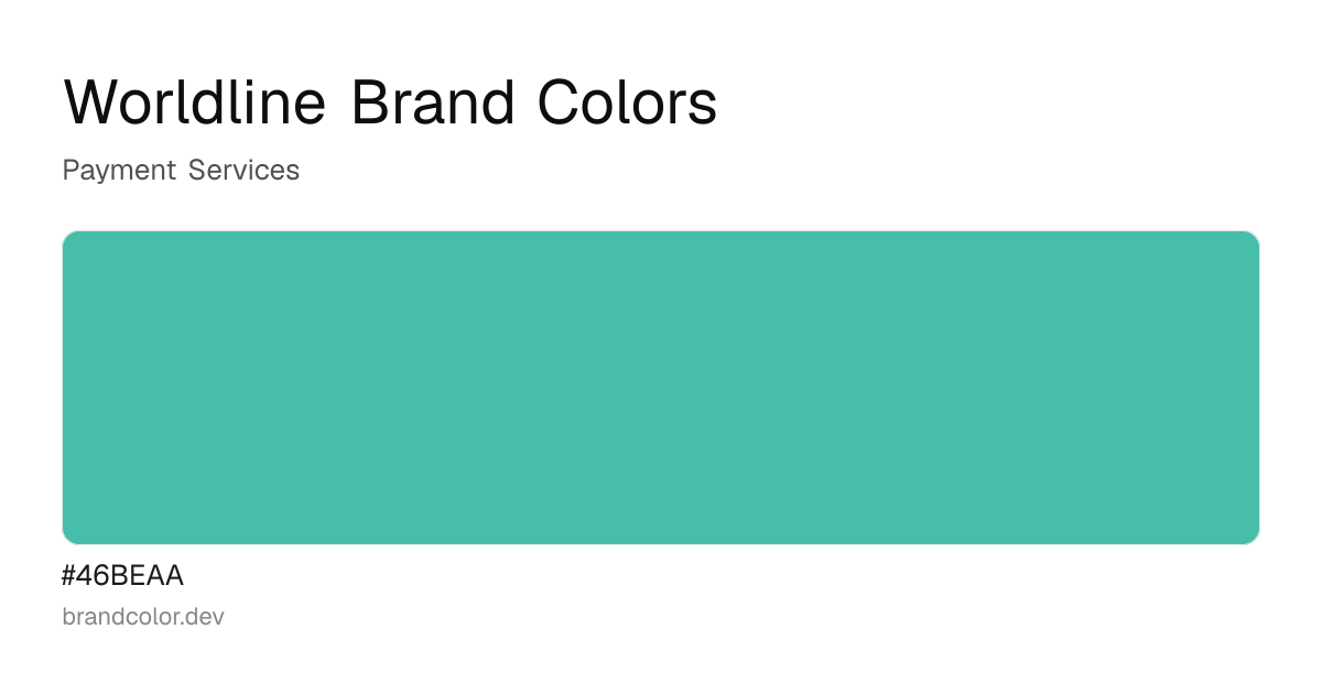 Worldline brand color palette with hex codes: #46BEAA
